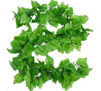DreamColor 2 PCS 2.4M Artificial Hanging Vine Fake Grape Leaves Home Garden Wall Decor