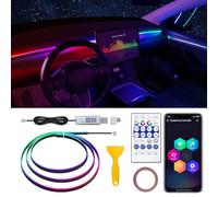 Dreamcolor Acrylic Interior Car LED Strip Light with USB/Type C, 47.24 inches Fiber Optic Tesla Ambient Lighting Kits, 16 Million Colors Sound Active Function for Tesla Model 3/Y/S/X