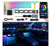Dreamcolor Acrylic Interior Car LED Strip Light with Wireless APP, RGB 10 in 1 with 175 inches 593 LEDs Fiber Optic Ambient Lighting Kits, 16 Million Colors Sound Active Function Car Neon Lights