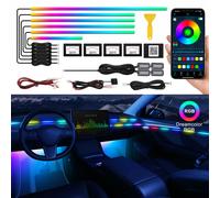 Dreamcolor Acrylic Interior Car LED Strip Light with Wireless APP, RGB 10 in 1 with 175 Inches 593 LEDs Fiber Optic Ambient Lighting Kits, 16 Million Colors Sound Active Function Car Neon Lights