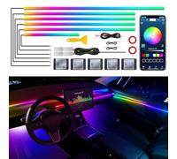 Dreamcolor Acrylic Interior Car LED Strip Light with Wireless APP, RGB 10 in 1 with 175 inches 593 Neon Ambient Lighting Kits, Dynamic Chasing Music Sync LEDs Fiber Optic Strip Lights for Car