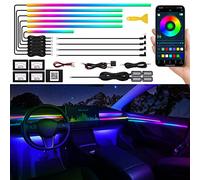 Dreamcolor Acrylic Interior Car LED Strip Light with Wireless APP, RGB 14 in 1 with 175 inches 593 LEDs Fiber Optic Ambient Lighting Kits, 16 Million Colors Sound Active Function Car Neon Lights