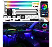 Dreamcolor Acrylic Interior Car LED Strip Light with Wireless APP, RGB 22 in 1 with 175 inches 593 LEDs Fiber Optic Ambient Lighting Kits, 16 Million Colors Sound Active Function Car Neon Lights
