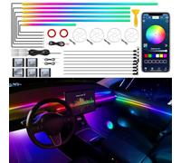 Dreamcolor Acrylic Interior Car LED Strip Light with Wireless APP, RGB 22 in 1 with 175 inches 600 LEDs Fiber Optic Ambient Lighting Kits, Dynamic Chasing Music Sync Neon LED Strip for Car Accessories