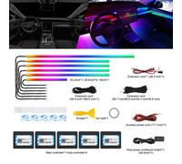 Dreamcolor Acrylic Interior Car LED Strip Light with Wireless APP, RGB 6 in 1 with 175 inches 593 LEDs Fiber Optic Strip Lights for Car, Dynamic Chasing Music Sync Neon Car Ambient Lighting Kits