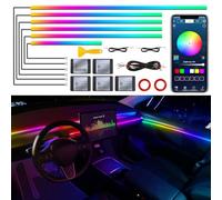Dreamcolor Acrylic Interior LED Strip Light With Wireless APP, RGB 6 in 1 With 175 Inches 593 LEDs Fiber Optic Strip Lights for Car, Dynamic Chasing Music Sync Neon Ambient Lighting Kits