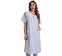 Dreamcrest Short Sleeve Duster Housecoat Women Sleepwear, Blue Plaid, S