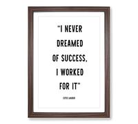 Dreamed of Success Typography Framed Print | A2 Walnut Framed Wall Art | Ready to Hang | Modern Positive Affirmations Picture | Living Room Bedroom Lounge Office