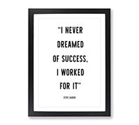 Dreamed Of Success Typography Quote Framed Print | A2 Black Framed Wall Art | Ready to Hang | Modern Positive Affirmations Picture | Living Room Bedroom Lounge Office