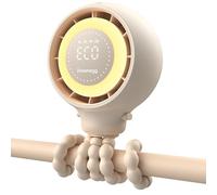 Dreamegg Baby Pram Fan - Portable Clip On Fan for Stroller with Hidden Blade & Child Lock, 4 Speeds With Eco Mode, Night Light, LED Display, USB Rechargeable for Car Seat & Crib, Ideal Baby Gift