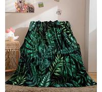Dreamer Palm Leaf Blanket - Botanical Flannel Fleece Throw for Bedroom Couch Sofa - Tropical Flowers Fuzzy Plush Lightweight - Twin (60"x80")