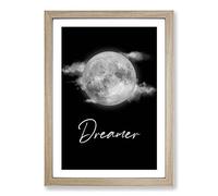 Dreamer V2 Typography Framed Print | A2 Oak Framed Wall Art | Ready to Hang | Modern Positive Affirmations Picture | Living Room Bedroom Lounge Office