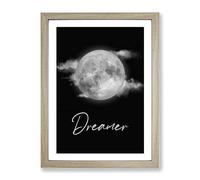 Dreamer V2 Typography Quote Framed Print | A4 Oak Framed Wall Art | Ready to Hang | Modern Positive Affirmations Picture | Living Room Bedroom Lounge Office
