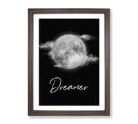 Dreamer V2 Typography Quote Framed Print | A4 Walnut Framed Wall Art | Ready to Hang | Modern Positive Affirmations Picture | Living Room Bedroom Lounge Office