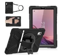 DreamerX for Lenovo Tab M9 2023 9.0'' Carrying Case TB-310FU/TB-310FX, Heavy Duty Rugged Kids Silicone Protective Cover with 360 Rotating Stand Hand Strap Shoulder Belt for Lenovo Tab M9 9 inch, Black