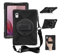 DreamerX for Lenovo Tab M9 2023 9.0'' Carrying Case TB-310FU/TB-310FX, Heavy Duty Rugged Kids Silicone Protective Cover with 360 Rotating Stand Hand Strap Shoulder Belt for Lenovo Tab M9 9 inch, Black