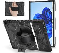 DreamerX for Microsoft Surface Pro 11 10 9 Case 13 inch, Rugged Shockproof Drop Protection Kids Case with 360 Rotating Kickstand Handle Hand Strap Pen Holder, Compatible with Type Cover Keyboard Black