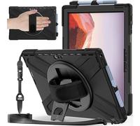 DreamerX for Microsoft Surface Pro 7+ Plus/Pro 7/6/5/4 12.3 inch Case, Full Body Heavy Duty Rugged Silicone Drop Protective Cover with 360 Rotate Stand Handle Hand Strap Carrying Shoulder Strap, Black