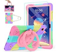 DreamerX for Samsung Galaxy Tab A11+ Plus 11” 2025/Tab A9+ Plus Kids Case 11 inch 2023, Cute Shockproof Silicone Cover with 360 Rotate Stand Carrying Strap for A11+/ A9+ 11" Tablet, Purple/Colorful