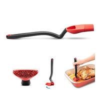Dreamfarm Brizzle - Flexible Silicone Sit-Up Baste, Drizzle, Scoop Brush - Sauce Dressing Marinade Resevoir - Head Rest for Dripless Bench Tops - Red