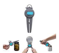 Dreamfarm Dopener 3-in-1 Ergonomic Can Opener Smoothes Can Edges for Safe Removal with Jar Lid Seal-Breaker & Can Ring Puller - Grey/Gray