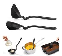 Dreamfarm Fladle Fold-Flat Space-Saving Serving & Cooking Ladle Measures up to 1/2 Cup with Silicone Squeegee-Tip - 12" Black