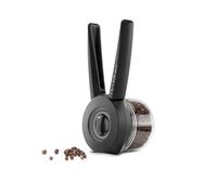 Dreamfarm Ortwo Lite | One-Handed Plastic Manual Pepper Mill with Ceramic Grinder | Refillable Pepper & Salt Grinder, Spice Mill | Black, 2oz
