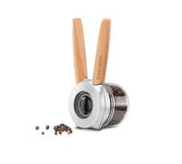 Dreamfarm Ortwo Original Ergonomic 1-or-2-Handed Re-Fillable Pepper, Spice, Seed, Coffee Mill with 6 Grind Settings - 2oz Wood