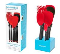 Dreamfarm Set of The Best Red - Kitchen Cooking Utensils - Spadle - Holey Spadle - Chopula - Supoon and Mini Supoon - Red