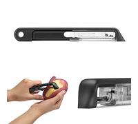 Dreamfarm Sharple Self-Sharpening Vegetable Peeler - Black | Ceramic sharpener in safety cover automatically hones stainless steel swivel blade, suitable for left & right handed use