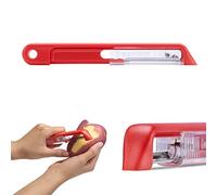Dreamfarm Sharple Self-Sharpening Vegetable Peeler - Red | Ceramic sharpener in safety cover automatically hones stainless steel swivel blade, suitable for left & right handed use