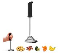 Dreamfarm Smood Potato Masher, Charcoal Black | Traps and smashes vegetables and fruits, soft multi-position grip, stainless steel with silicone bowl scraper