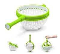 Dreamfarm Spina 2-In-1 Easy-To-Use, Collapsible Salad Spinner & Straining Colander for Salad, Fruit, Vegetable, Lettuce - White/Green