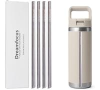 Dreamfocus Reusable Metal Straws Replacement Stainless Steel for YETI RAMBLER Straw Bottle 18 oz 4-Pack