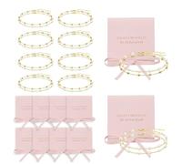 Dreamfox 24PCS 8 Set Bridesmaid Gift Pearl Bracelets for Women 18K Gold Bracelets Bulk Surgical Stainless Steel Bridesmaid Jewelry for Wedding Party Favor, 6.3 inches with a 2-inch extender, Stainless
