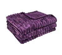 Dreamfox Faux Fur Throws Fluffy Blanket Super Soft Striped Lightweight Striped Touch Luxury Blanket Thick Throws Soft Blankets for Bed, Sofa, Couch Home Décor (Purple, Double (150 x 200 CM))
