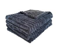 Dreamfox Faux Fur Throws Fluffy Blanket Super Soft Striped Lightweight Striped Touch Luxury Blanket Thick Throws Soft Blankets for Bed, Sofa, Couch Home Décor (Charcoal, Double (150 x 200 CM))