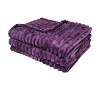 Dreamfox Faux Fur Throws Fluffy Blanket Super Soft Striped Lightweight Striped Touch Luxury Blanket Thick Throws Soft Blankets for Bed, Sofa, Couch Home Décor (Purple, King (200 x 240 CM))