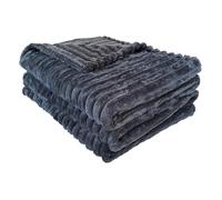 Dreamfox Faux Fur Throws Fluffy Blanket Super Soft Striped Lightweight Striped Touch Luxury Blanket Thick Throws Soft Blankets for Bed, Sofa, Couch Home Décor (Charcoal, King (200 x 240 CM))