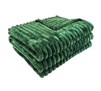 Dreamfox Faux Fur Throws Fluffy Blanket Super Soft Striped Lightweight Striped Touch Luxury Blanket Thick Throws Soft Blankets for Bed, Sofa, Couch Home Décor (Emerald, Double (150 x 200 CM))