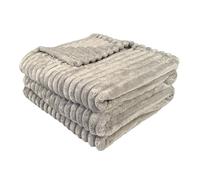 Dreamfox Faux Fur Throws Fluffy Blanket Super Soft Striped Lightweight Striped Touch Luxury Blanket Thick Throws Soft Blankets for Bed, Sofa, Couch Home Décor (Silver, King (200 x 240 CM))