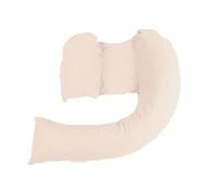 DreamGenii Pregnancy Support and Feeding Pillow, Support For Left Lateral Sleeping in Pregnancy and Beyond With Removable, Washable Cover - Beige Cotton Jersey