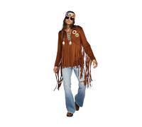 Dreamgirl 11172-CST-XL 1960's Rock Star Hippie Dude Costume Character Adult, Brown, XL