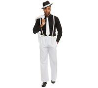 Dreamgirl 8105 Riot 20s Zoot Suit Root Costume, Mens, Striped, White, Medium
