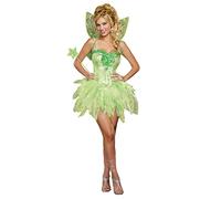 Dreamgirl 9452 Fairy-licious Tinkerbell Adult Costume, Womens, Green, M