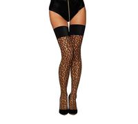 Dreamgirl Women's Leopard Thigh Highs, Nude/Black, O/S, Nude/Black, One size