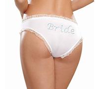 Dreamgirl Women's Microfiber Low-Rise Panty with Rhinestone Bride Detail