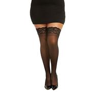 Dreamgirl Women's Sheer Lace Top Thigh High Suspender Stockings, Black Black, One size (Manufacturer Size:One Size)