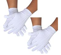 DreamHigh DH 2 Pairs White Cotton/Nylon Marching Gloves, Formal Tuxedo Honor Guard Parade Gloves, One Color, One size