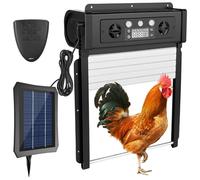 Dreamhigh® Solar Chicken Flap with LCD Display, Automatic Chicken Flap with Timer and Light Sensor, Weatherproof Chicken Flap with Remote Control and Clamping Protection for the Hutch